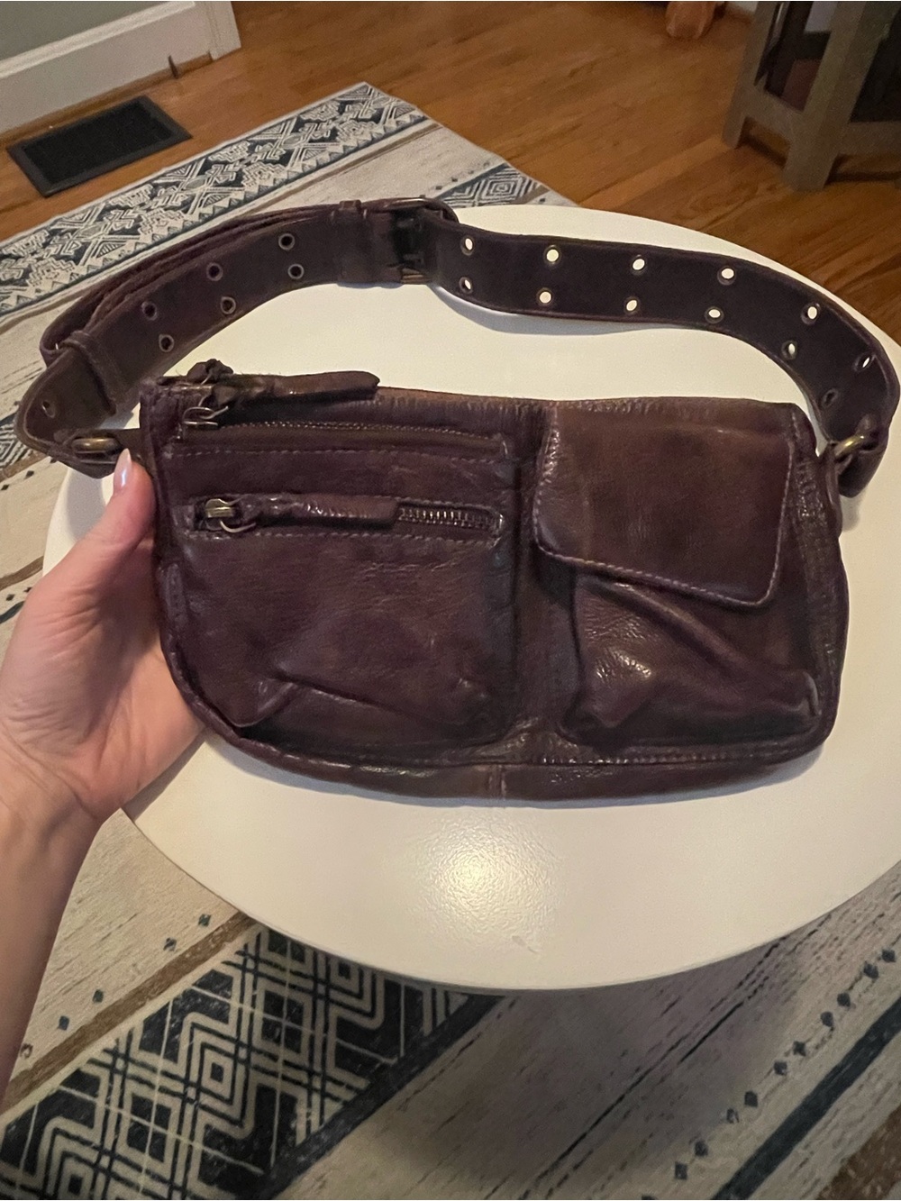 Free People Women's Leather Waist Bag/crossbody in Dark Brown - burgundy